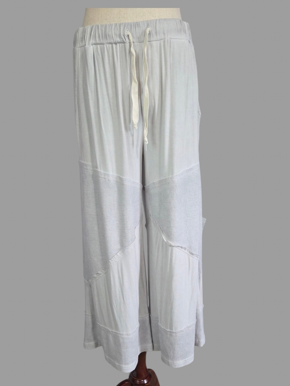 POL Patchwork Wide Leg Pants Gray Drawstring M/L - Picture 2 of 9